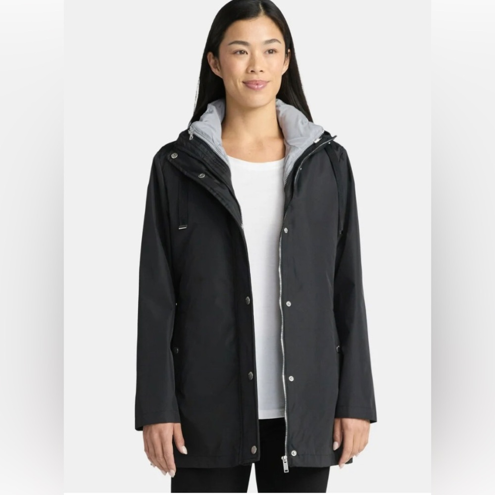 BIG CHILL Womens 2 In 1 Jacket Size Medium Black & Gray Removable Vest Hood New
